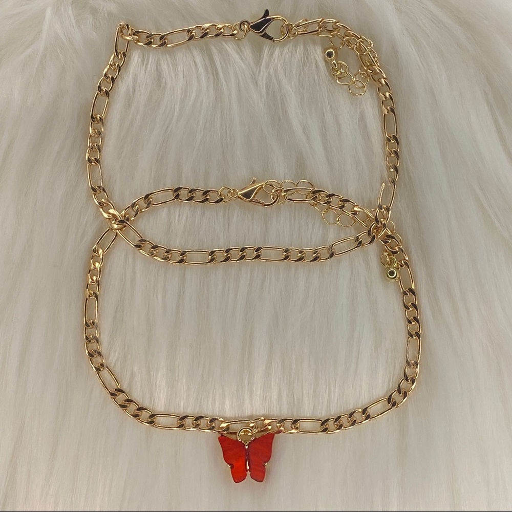 Red Acrylic Butterfly Anklet